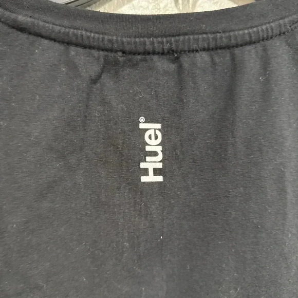 Huel T-Shirt Mens L Black Logo Crew Neck Short Sleeves Cotton Stretch Euc - Picture 5 of 5